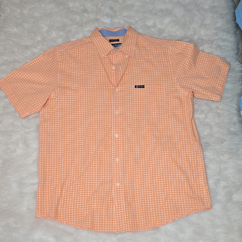 Izod Men's Short Sleeve Orange Check Shirt